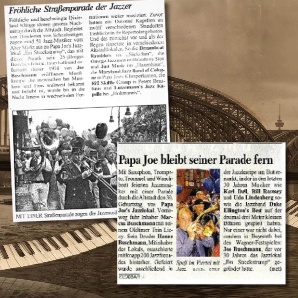 Zeitungsartikel über Papa Joe's Klimperkasten