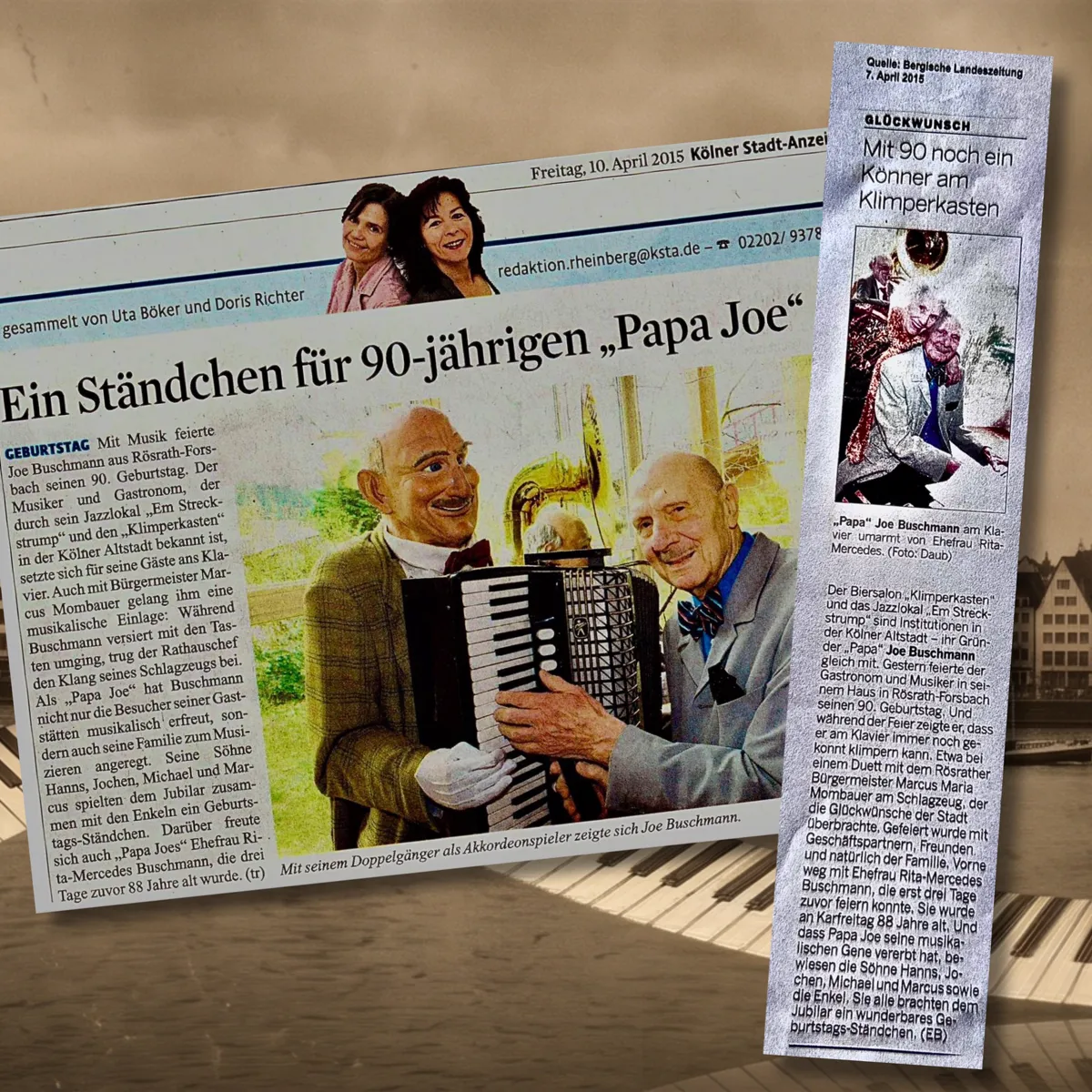 Zeitungsartikel über Papa Joe's Klimperkasten